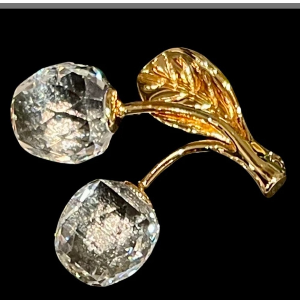 Authentic Swarovski Gold Crystal Cherry Brooch - Picture 4 of 6
